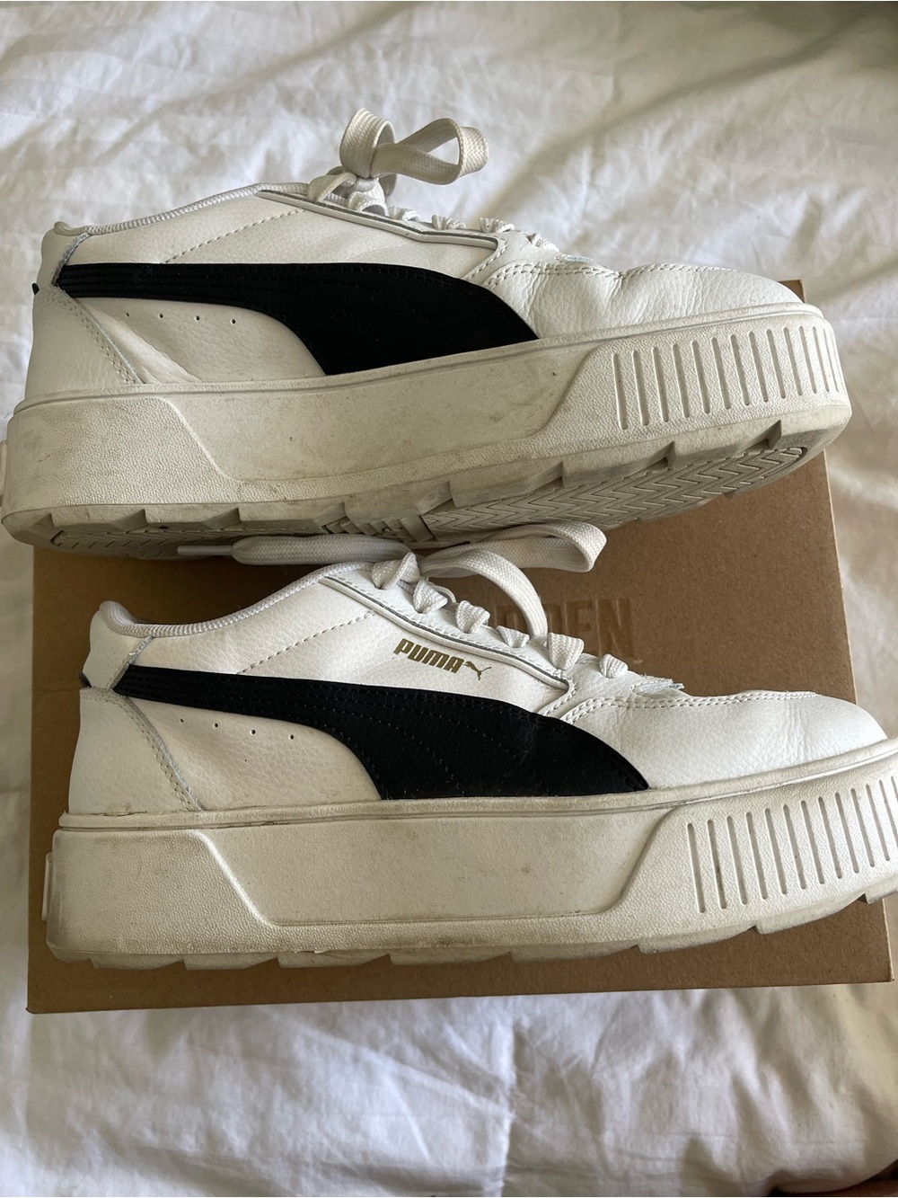 Puma White Sneakers with Black Formstripe Platform